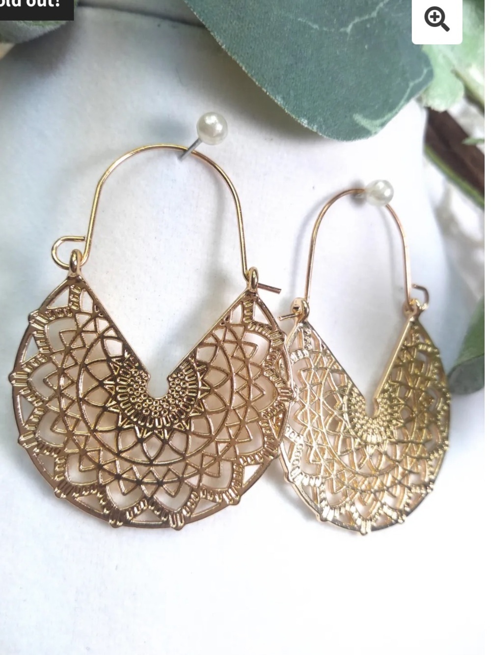 Rose Gold Filigree Hoop Earrings for Women
